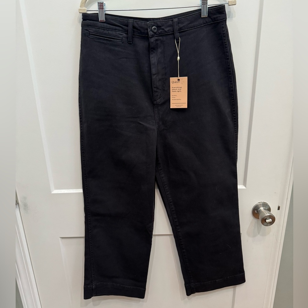 Quince Women's Organic Stretch Cotton Twill Straight Leg Cropped Pants Bottoms🆕